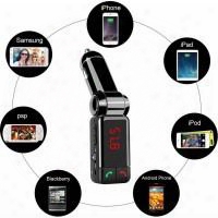 Bluetooth Wireless In-car Fm Transmitter With Dual Usb Charging, Music Control, Card Reading + Aux Input And Hands-free Calling For Smartpho