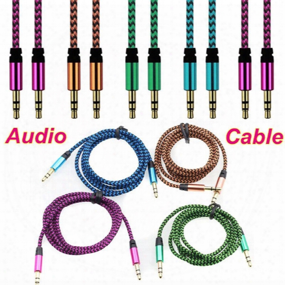 Braid Audio Cable Braided Auxiliary Wave Aux Extension Nylon 1m 3ft 3.5mm Male To Male Stereo Car Cord Jack For Samsung Speaker