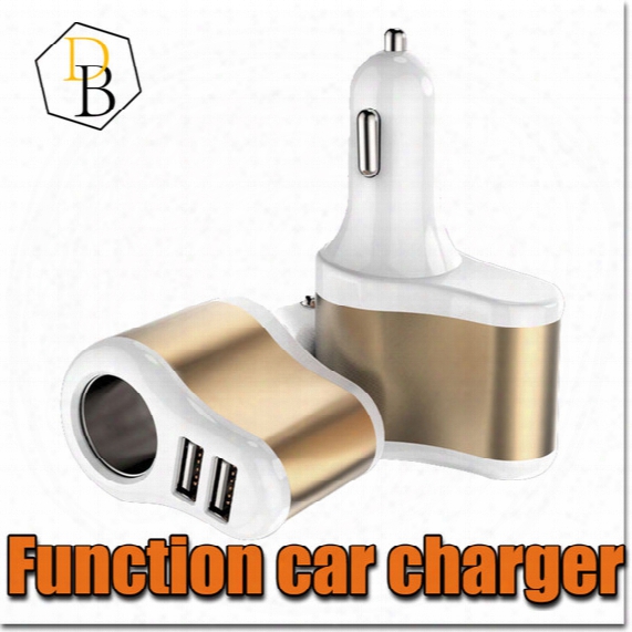 Car Charger 2 Plug Colorful 2a Multifunctional Usb Port Cigarette Lighter Scokets Power Adapter Universal Splitter For Iphone 7 Samsung S8
