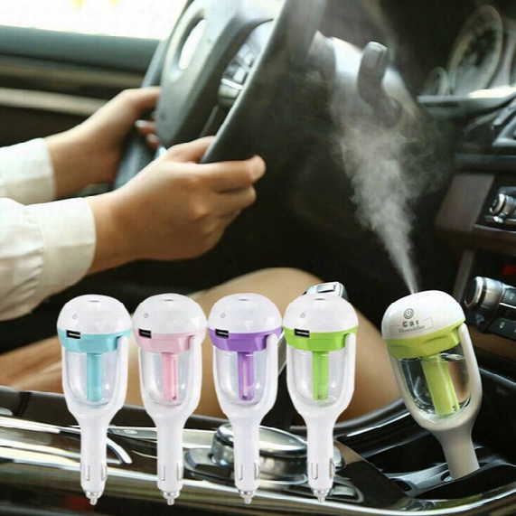 Car Plug Purifier Air Cleaning Purifier Humidifier Freshner Fragrance Diffuser Ultrasonic Usb Port Cooling 180 Rotation Retail Box