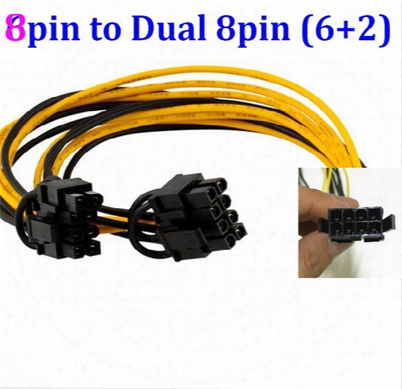 Cpu 8pin 8 Pin Female To Dual Pci-e Pci Express 8pin ( 6+2 Pin ) Male Power Cable Wire For Graphics Card Btc Miner 20cm