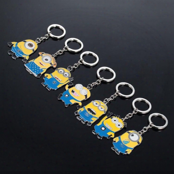 Despicable Me Keychains Cartoon Key Chain Despicable Me 3d Eye Small Minions Figures Kids Toy Keychain 2015 Hotsale