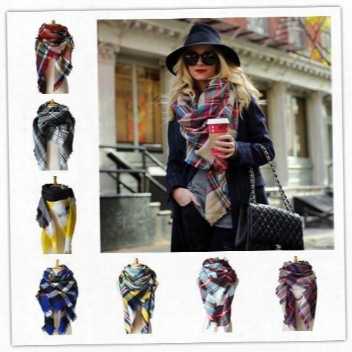 Dhl Free Winter Scarf Women Blanket Plaid Scarf Female Shawls And Scarves Warm Women Short Tassel Tippet 28 Colors
