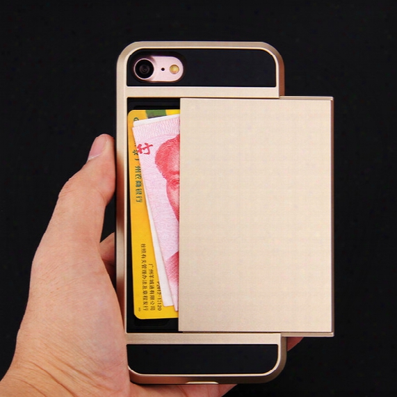 For Iphone 6 6s 7 Plus Stylish Hybrid Hard Card Storage Armor Case Samsung S6 S7 Edge S8 Plus Shockproof Phone Shell