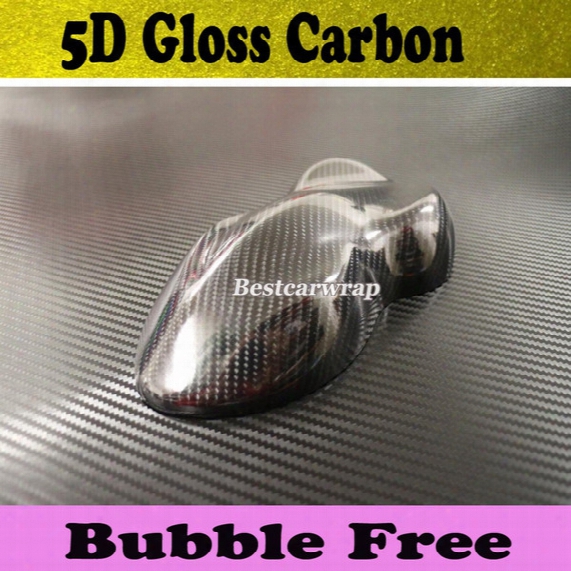 High Glossy 5d Carbon Vinyl Wrap Car Wrap Film Air Bubble Free 5d Carbon Glossy Like Real Carbon Size 1.52x20m/roll