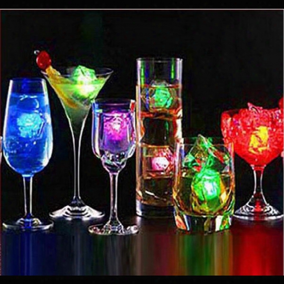Led Ice Cube Fast Flash Slow Flash 7 Color Auto Changing Crystal Cube For Valentine's Day Party Wedding 12pcs/lot