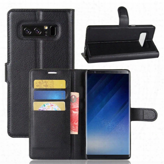 Litchi Flip Pu Wallet Case Stand Card Slot Stand Holder For Iphone 8 Samsung Galaxy Note Note8 S8 Active J3 J5 J7 Eu Us Edition Lg V30