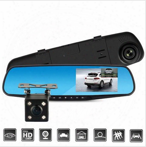 New Full Hd 1080p Car Dvr Camera Auto 4.3 Inch Rearview Mirror Digital Video Recorder Dual Lens Registratory Camcorder