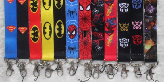 New Lot 20 Pcs Cartoon Superhero Fashion Lanyards Straps For Id Badge Mobile Phone + Free Shipping
