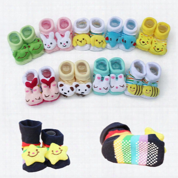 Newborn Baby Unisex Anti-slip Socks Animal Cartoon Shoes Slipper Boots Panda Star Winnie Animal 0-18month Baby & Kids Clothing Socks Md001