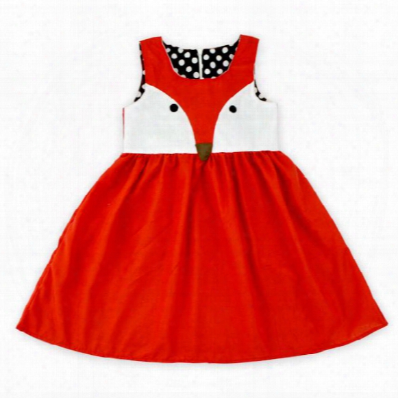 Novrlty Posh Girl Dress, Red Fox Sleeveless Sunny Kids Dresses, Toddler Girl Summer Dress, Cartoon Kids Clothes, Children Outfit