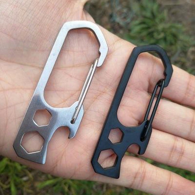 Outdoor Camping Equipment Hiking 6 In 1 Climbing Hook Carabiner Mountaineering Buckle With Screwdrive Multi - Function Key Chain Opener