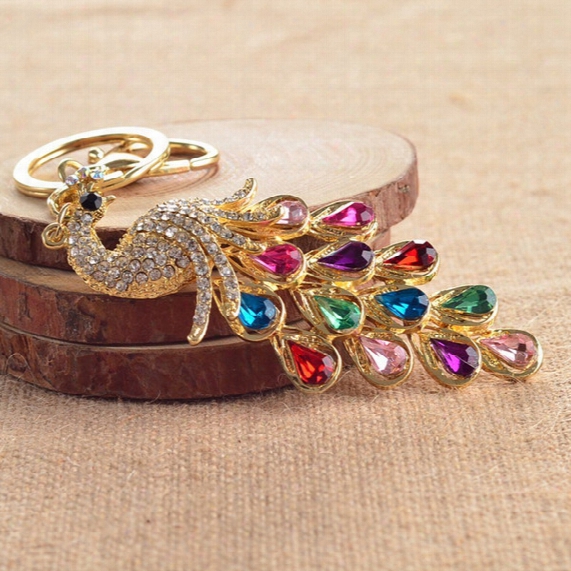 Peacock Luxury Keychain Key Chain & Key Ring Holder Keyring Porte Clef Gift Men Women Souvenirs Bag Pendant Car Sz-009