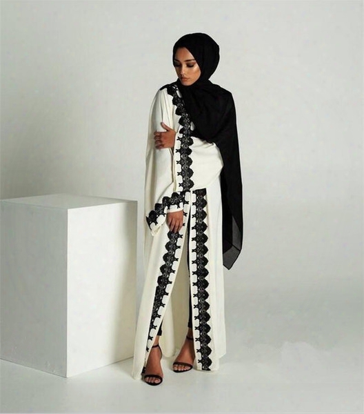 Plus Size 2017 Adult Emboridery Lace Cotton Liene Robes Musulmane Turkish Abaya Muslim Cardigan Robes Arab Worship Service 2 Colors