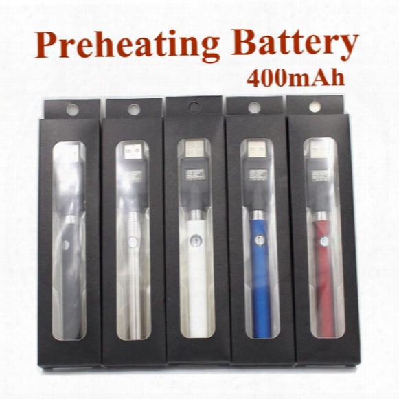 Preheat Battery Adjustable Voltage 400mah 2.6v 3.3v 4.0v Preheating Batteries 510 Thread For Ce3 Glass Cartridge Atomizer