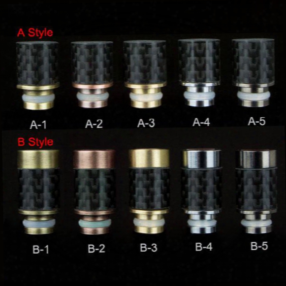 Two Different Styles Carbon Fiber Stainless Steel 510 Drip Tips Wide Bore Drip Tip For Rad Vivi Nova Protank E Cig Vaporizer Pen