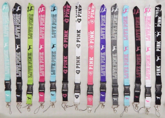V S Pink Cell Phone Lanyard Love Pink Lanyard With Dogs Id Card Keychain Lanyards- Pick Any Color