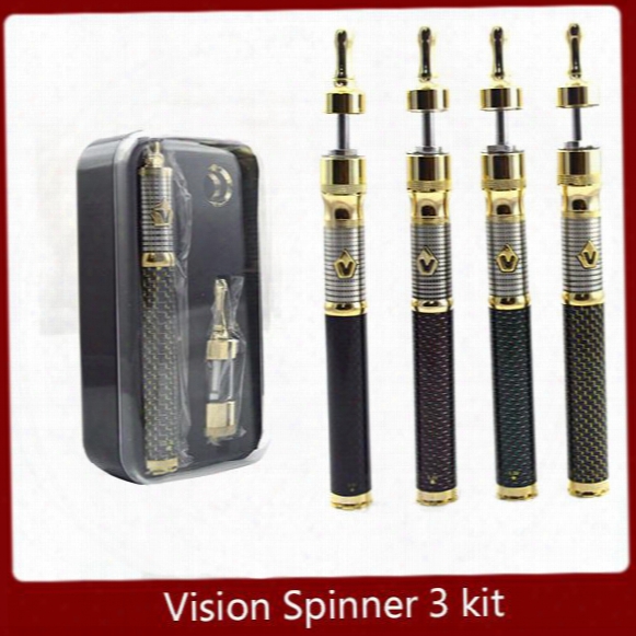 Vision Spinner 3 Battery Carbon Spinner Iii Starter Kit 1650mah Battery Variable Voltage 3.2-4.8v Carbon Fiber With Kanger Protank2 Atomizer
