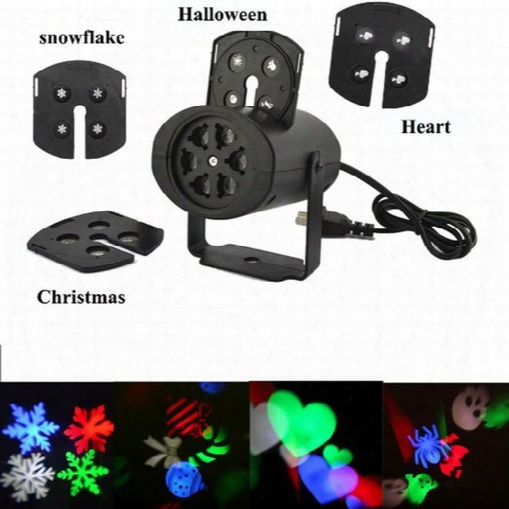 Xmas Wall Decoration Laser Lights 4 Pattens Card Lamp Led Projector Lights Snowflake Love Candy Skull For Halloween