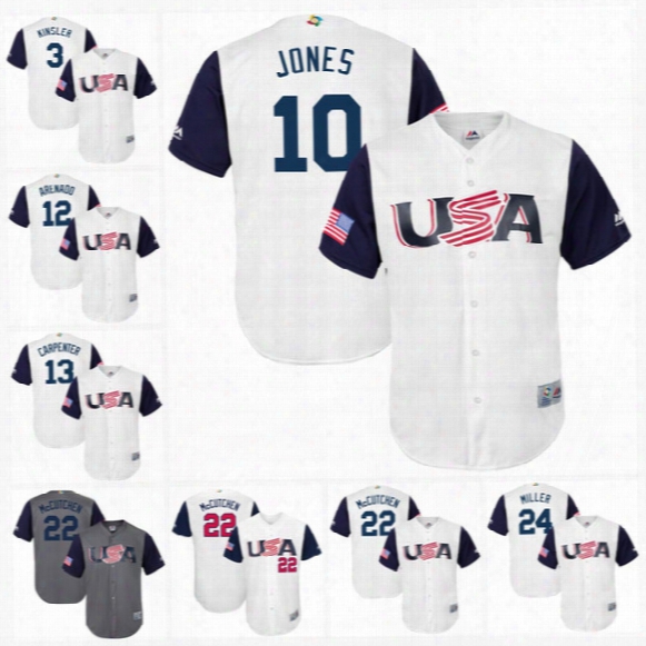 10 Adam Jones Men American 2017 World Baseball Classic Jersey 3 Ian Kinsler 12 Nolan Arenado 13 Matt Carpenter 22 Andrew Mccutchen