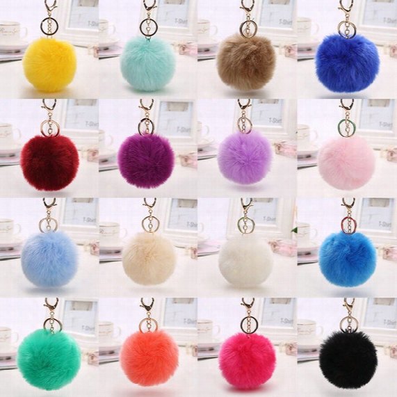 100pcs/lot Dhl Free Shipping 8cm Wholesale 21colors Genuine Rabbit Fur Ball Plush Key Chains Car Keychain Bag Pendant Fashion Accessories