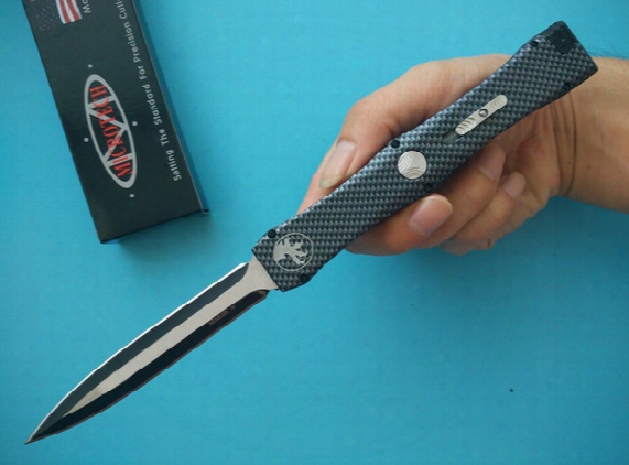 201511 Carbon Fiber Handle Microtech 152-1t Nemesis Iv Knife S30v Blade Satin Collection Knives With Claw Logo With Original Box M