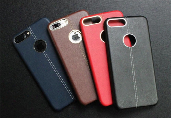 2017 New High Quality For Iphone 7 / 6s New Leather Car Line More Metal Ring Phone Case Business Soft Case Wholesale Via Free Shipping