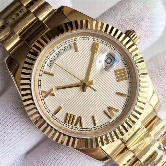 2017 New Mens Watch 18 Ct Gold Daydate 40mm Self-winding Automatic Sweep Movement Sapphire Glass Original Clasp Men Watches Stainless Steel