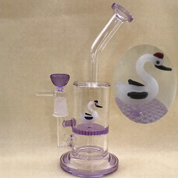 2017 P Urple Swan Glass Bong Water Pipes Bongs Heady Honeycomb Perc Filter Dab Rig Oil Rigs Pipe Ash Catcher Hookah Bongs Bubblers Bowl Dome