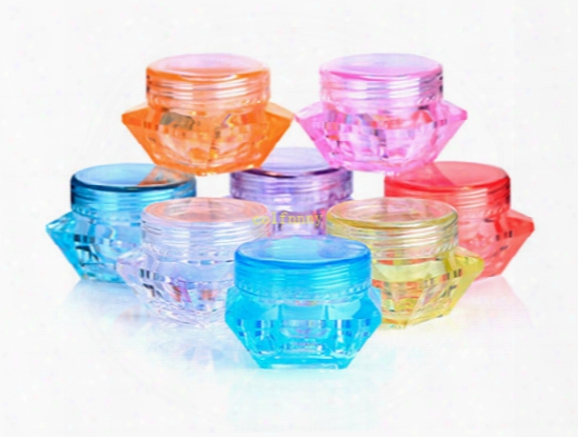 500pcs/lot 2g 3g 5g Colorful Diamond Shape Empty Cosmetic Containers Screw Cap Sample Containers Jar Skin Care Cream Jars Pot Tins