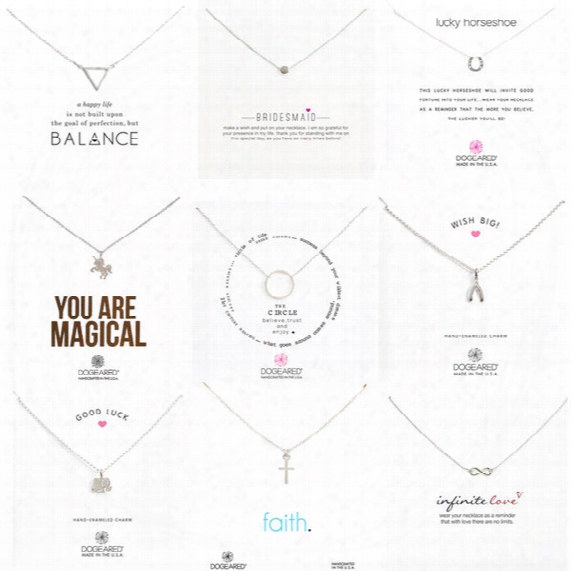 9 Styles Silver Dogeared Necklace Elephant Love Wings Cross Unicorn Pendant For Women Fashion Jewelry With Silver Card Wholesale