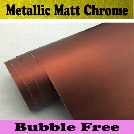 Brozen Brown Matte Chrome Vinyl Car Wrap Film With Air Channels Coffe Satin Chrome Matt Metallic Car Sticker Size 1.52x20m/roll 5x66ft