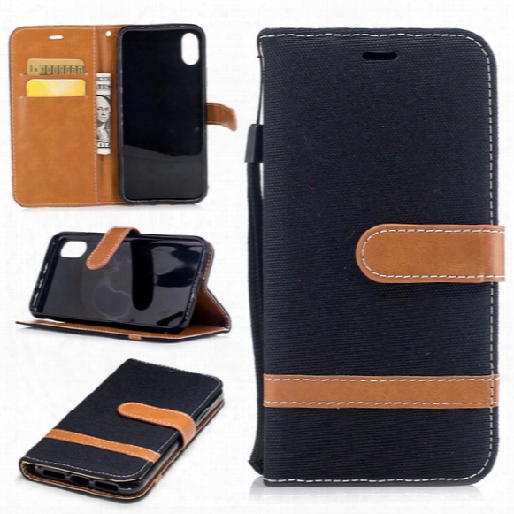 Case For Iphone 8 Case Cover Wallet Denim Fabric Flip Leather Case Cover For Iphone8 Back Cover Capa With Card Slots