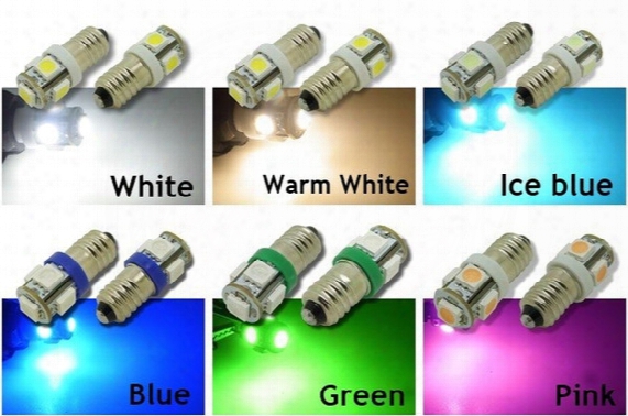 E10 5-smd 5050 Led White/warm/iceblue/blue/green/pink Lights Mes Miniature Screw Bulb For Diy Lionel Dc 12v Lamp