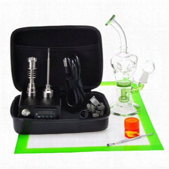 Electric Dab Nail Kit With Glass Bongs E Dabber Nail Water Pipes Heater Coil 10mm/16mm/20mm Titanium Nail Carb Cap
