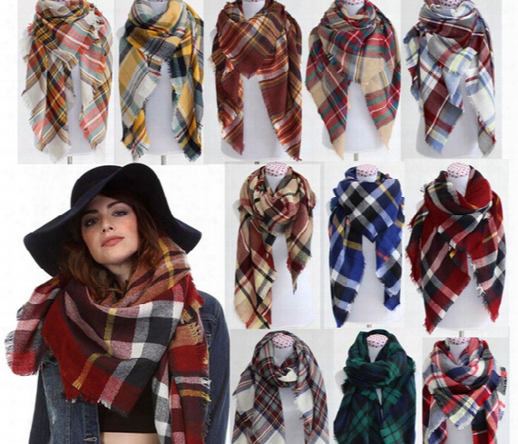 Fashion Women Plaid Scarf Warm Soft Winter Blanket Pashmina Scarf Oversized Tartan Scarf Women Shawl Scarf Scarves & Wraps Christmas