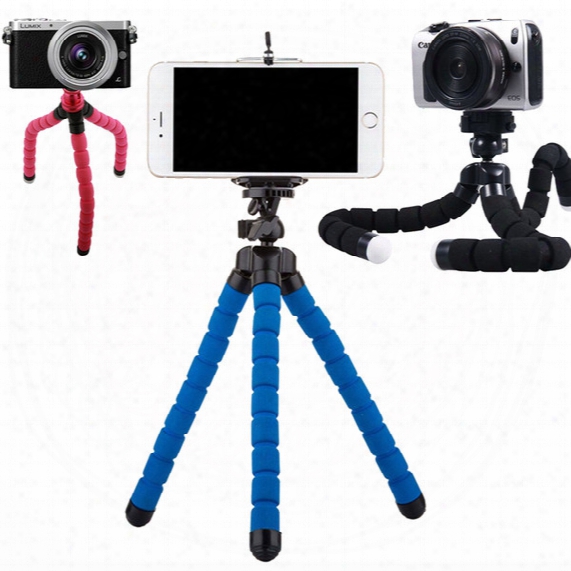 Flexible Tripod Holder For Cell Phone Car Camera Gopro Universal Mini Octopus Sponge Stand Bracket Selfie Monopod Mount With Clip