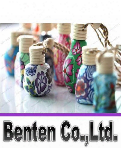 Free Shipping 15ml Car Hang Decoration Ceramic Essence Perfume Bottle Hang Rope Pendant Empty Bottle,llfa