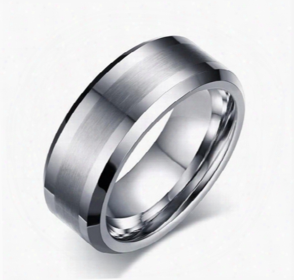 Free Shipping 8mm Wholesales Brushed Center Bevel Edges Tungsten Carbide Band For Men Fashion Tungsten Jewelry Ring Us Size 4 To 17 Big Size