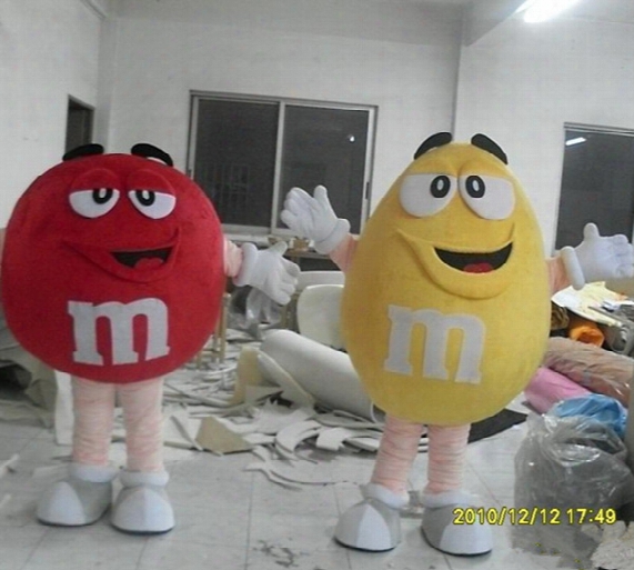 Funny M M Bean Mascot Costume New M&m Chocolate Candy Colors Beans Cartoon Costume Adult Size Birthday Party Walking Cartoon Apparel