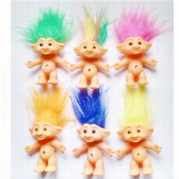 Hot ! 6pcs/lot 10cm 2016 Movies Cartoon Trolls Pvc Trolls Hair Doll For Baby Best Gifts New