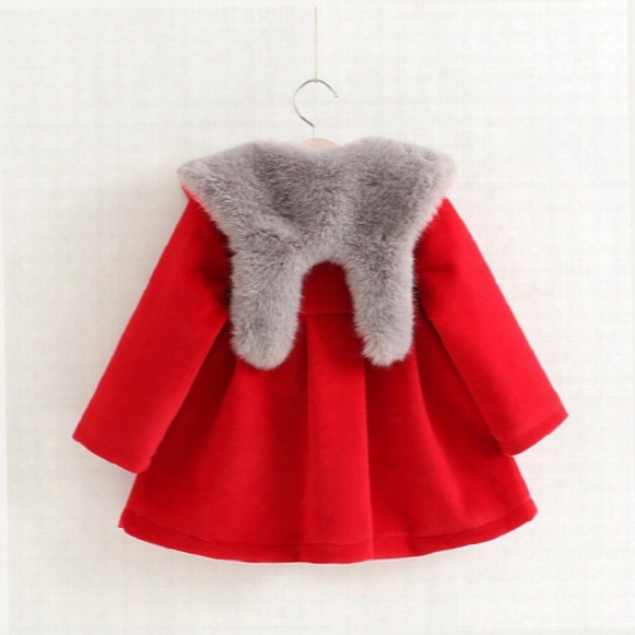 Hug Me Girls Woolen Fur Coat Cloak Cape Outwear Christmas Kids 2016 Autumn Fashion Knitting Cardigan Warm Girls Coat Aa-714