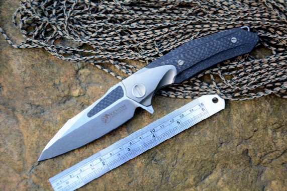 Kevin John Knife Venom Attacker Ball Bearing Flipper Knife M390 Blade Titanium Carbon Fiber Handle Camp Hunt Survival Outdoor Knives Tools