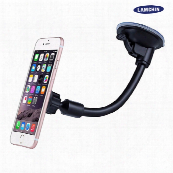 Long Arm Car Suction Cup Magnetic Windshield Dashboard Mount Holder For Iphone 7 Plus 6s Plus 5s 360 Degree Rotatable With Retail Box