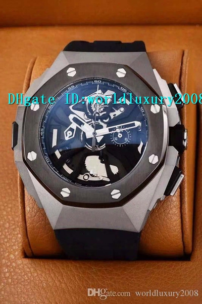 Luxury Mens Watch Black Ceramic Bezel Automatic Tourbillon Black Openworked Dial Black Rubber Strap Sapphire Crystal Sport Man Watch