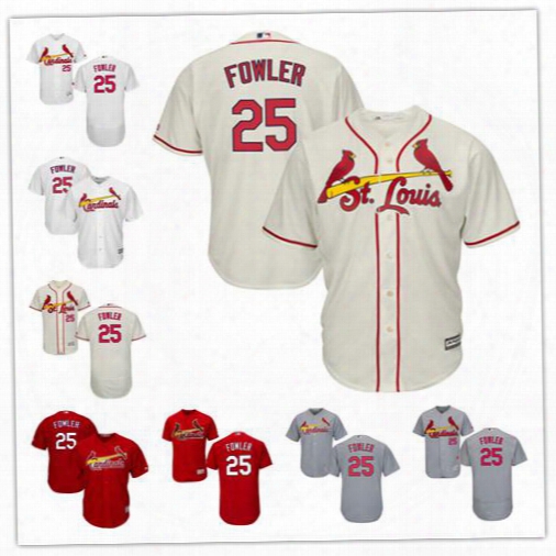 Men's St. Louis Cardinals 25 Dexter Fowler Baseball Jersey Color White Cream Grey Red