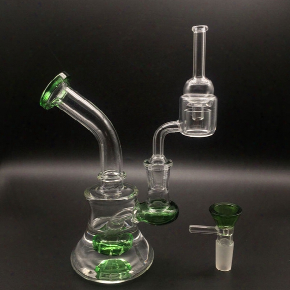 Mini Glass Bongs Oil Rigs With Quartz Thermal Banger Sets & Glass Carb Cap And Colorful Glass Bowls 6&quot; Heady Beaker Bong Water Pipes