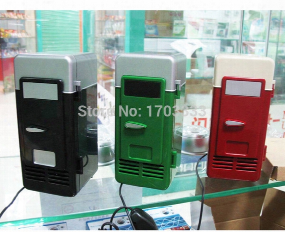 Mini Portable Usb Pc Fridge Car Refrigerator Heater Beer Juice Warmer Cooler With Led Indicator In Stock