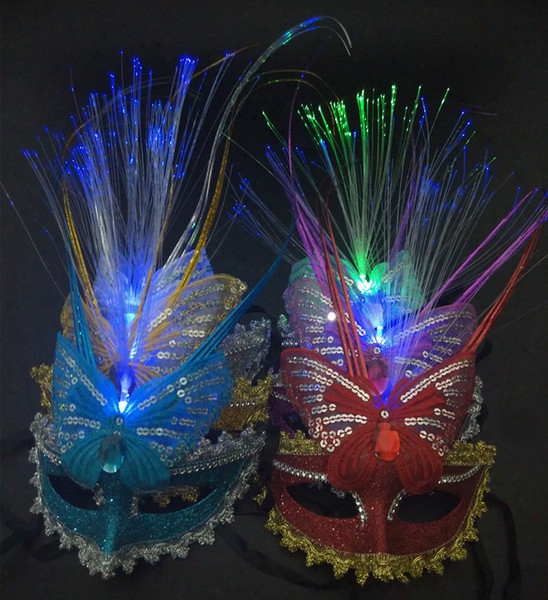 New Led Party Mask Enchanting Led Mask Led Glowing Masquerade Mask Carnival Stage Masks Women Delicated Party Dress Dancing Birthday Masks