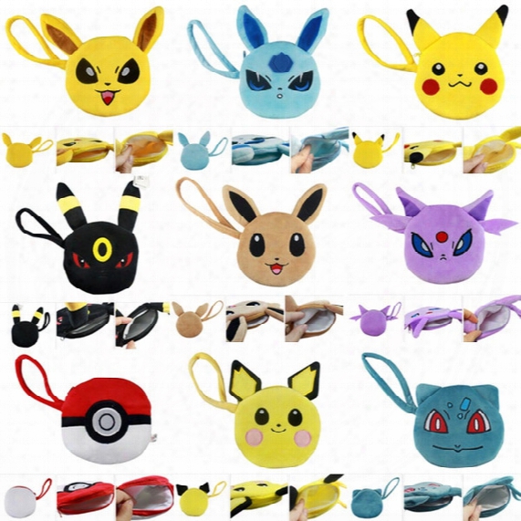 Poke Go Wallet Purse Bags Men Women Children Kids Cartoon Poke Ball Pikachu Jeni Turtle Sylveon Keychain Wallets Coin Bag Wholesale